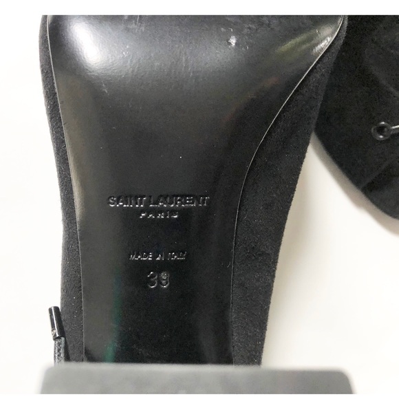 💛Saint Laurent Blk Suede Block Heel Lace Sandals - Picture 12 of 12